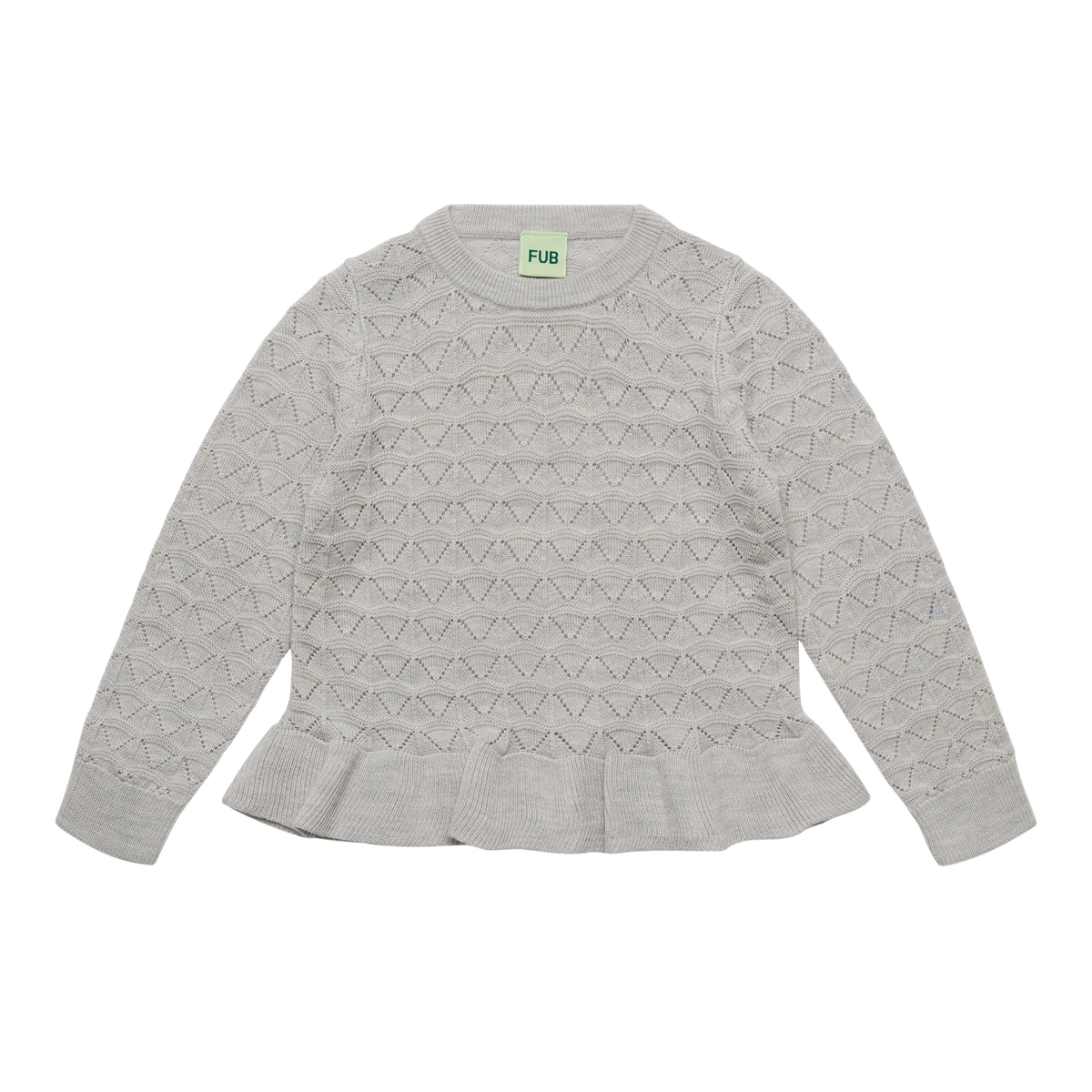 FUB Pointelle Tee in light grey melange