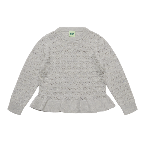 FUB Pointelle Tee in light grey melange