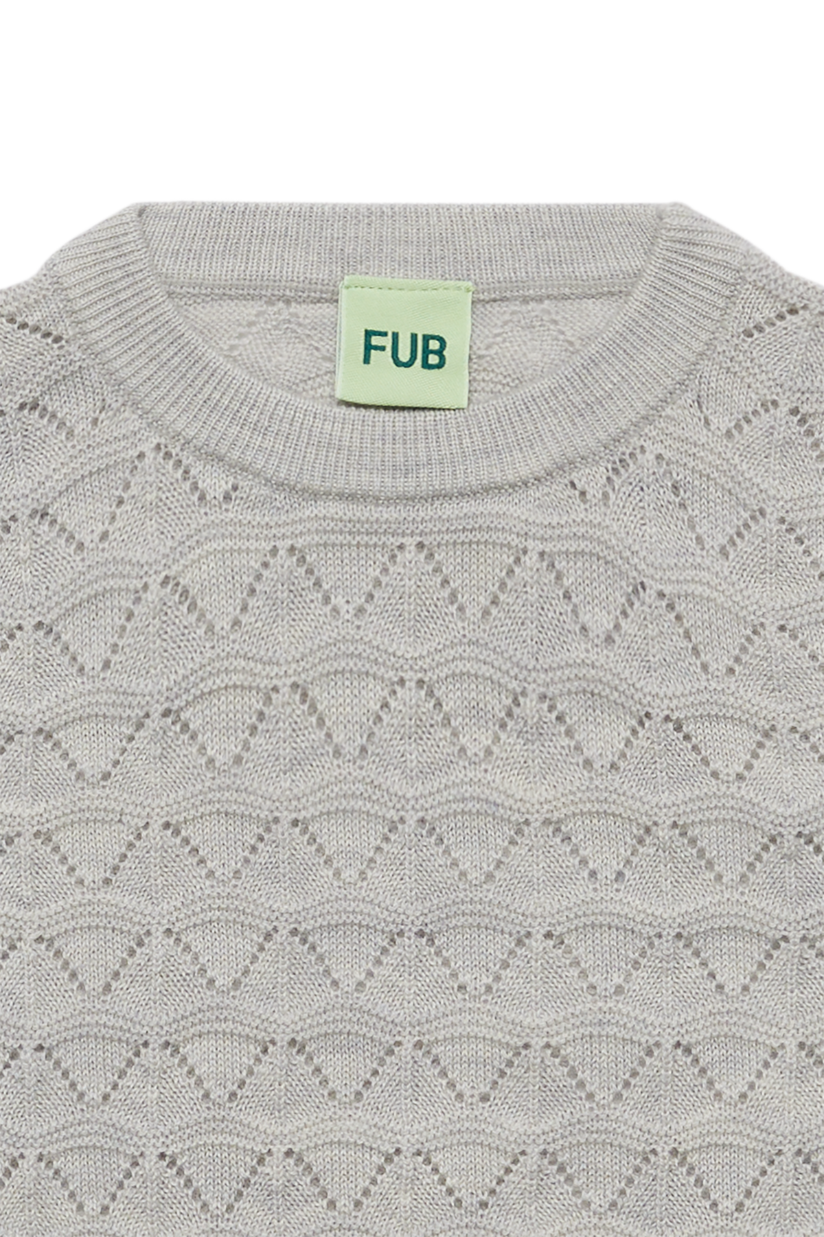 FUB Pointelle Tee in light grey melange