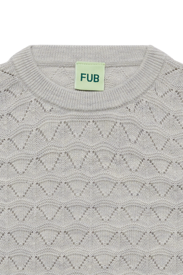 Translation missing: en.FUB Pointelle Tee in light grey melange