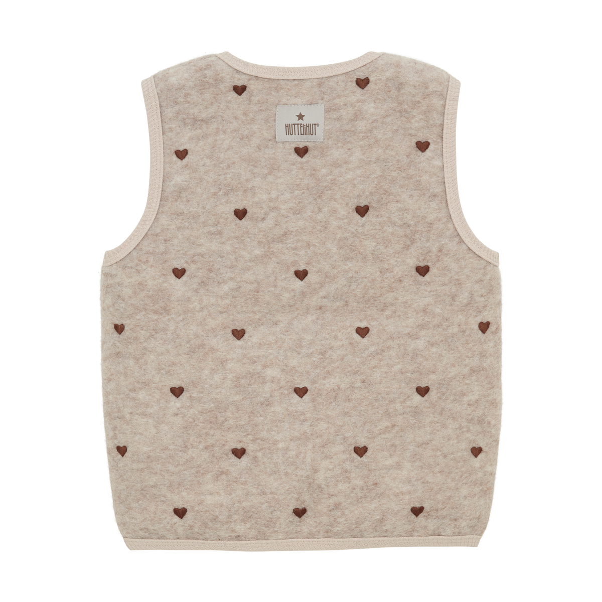 Huttelihut Embroidered Wool Vest in Sand Melange