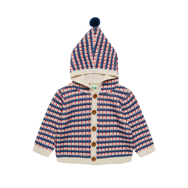 Translation missing: en.FUB Baby Multi Cardigan in ecru, deep indigo and classic red