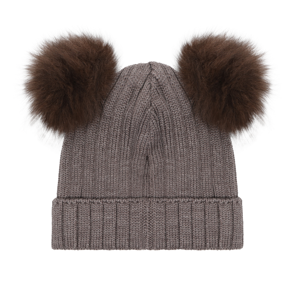 Huttelihut Knit Wool Hat with Alpaca Pompoms
