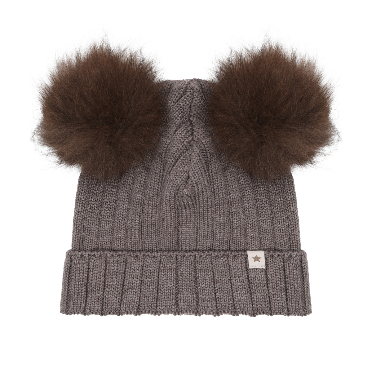 Huttelihut Knit Wool Hat with Alpaca Pompoms