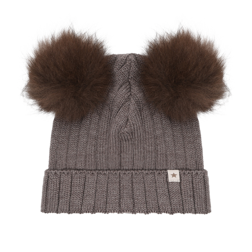 Huttelihut Knit Wool Hat with Alpaca Pompoms